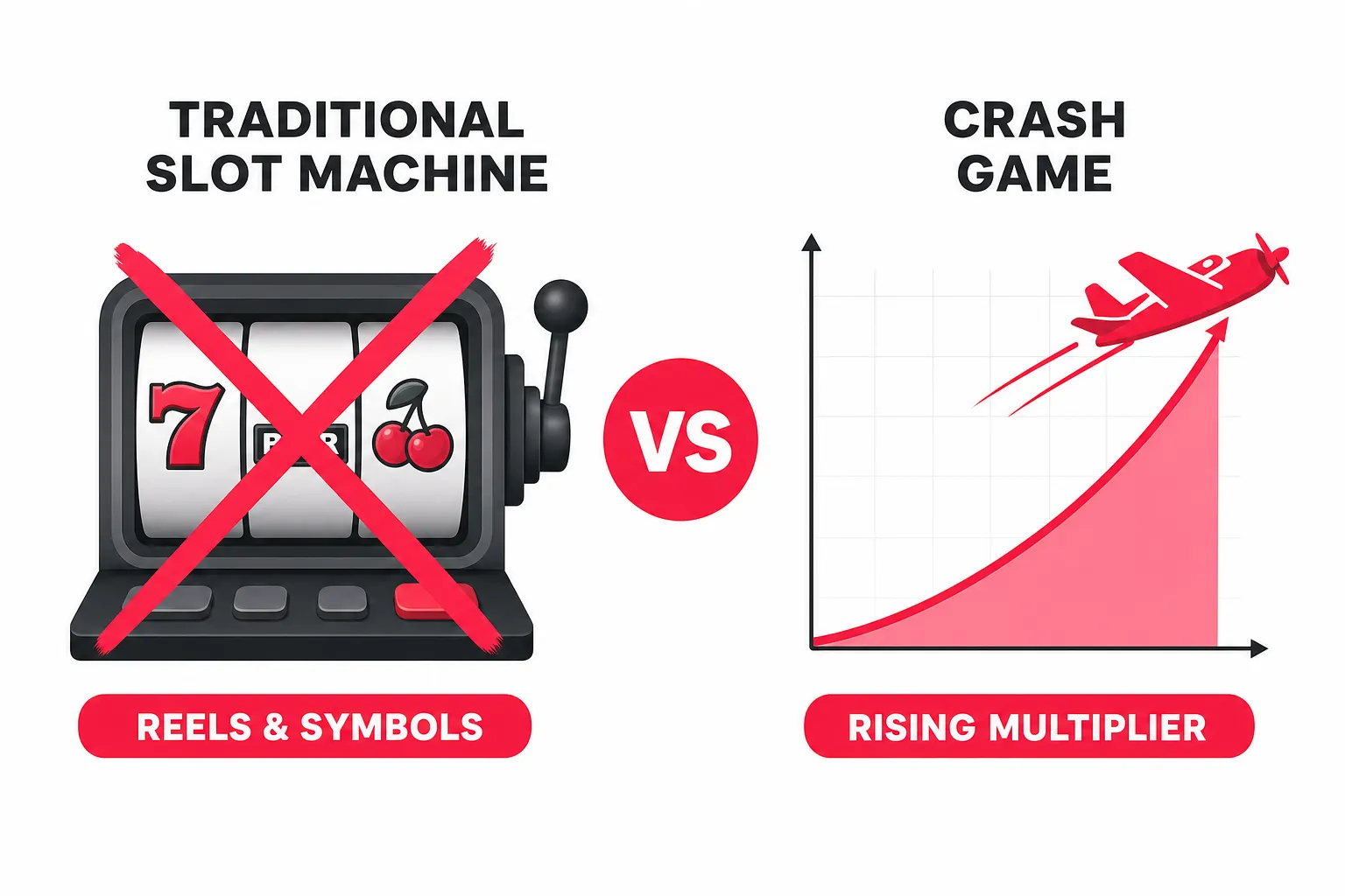 Comparison showing Aviator crash game versus traditional slot machine