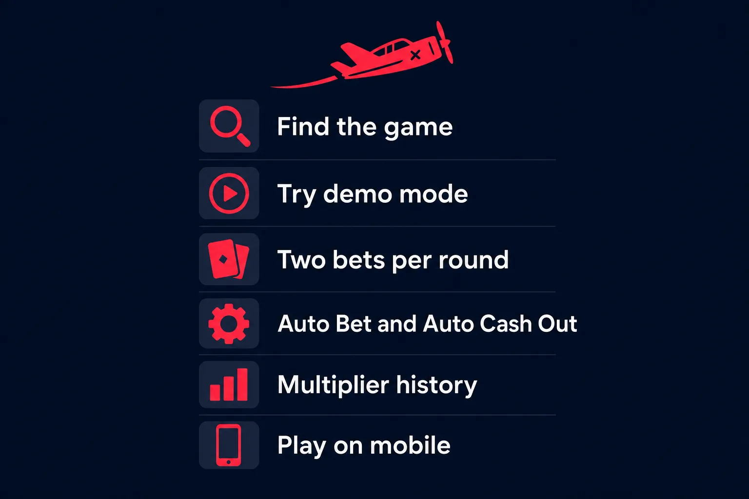 Overview checklist of Aviator features covered in this guide