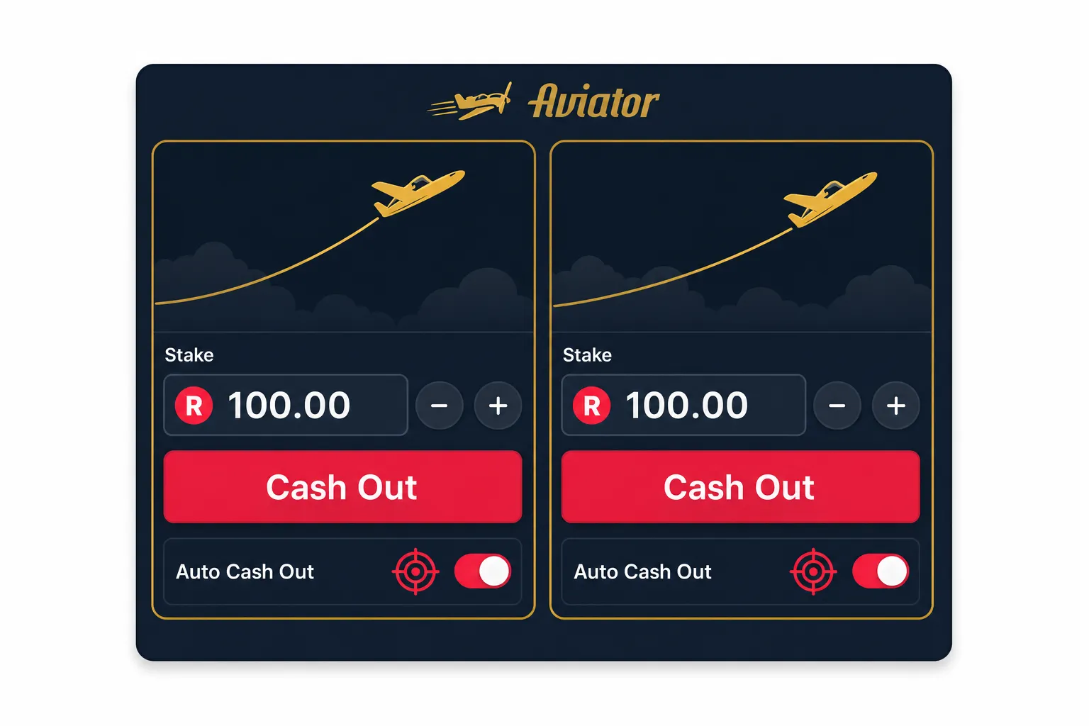Two betting panels showing separate cash out controls