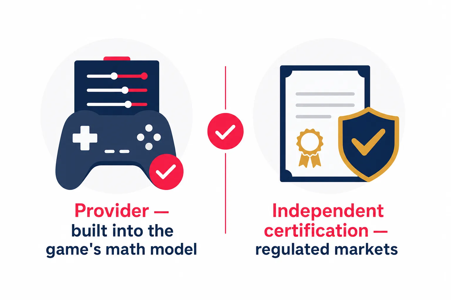 Graphic showing provider and certification sources confirming Aviator RTP